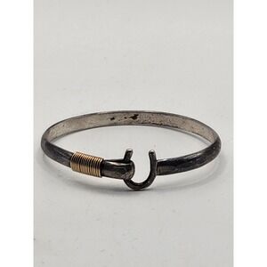 Sonya Ltd St Croix Hook Bracelet Sterling Silver Gold Wire Wrap Caribbean Bangle